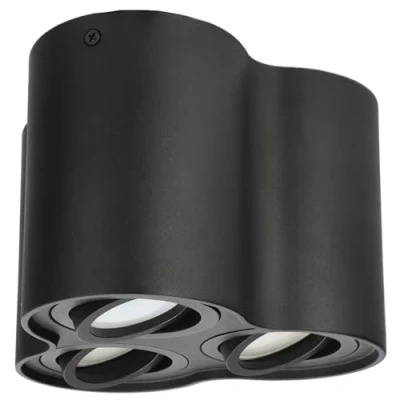 Image de EDO Spot triple en saillie SKAND 3 GU10 Luminaire plafonnier rond noir, éclairage de plafond 230V, luminaires intérieur aluminium, lampe Downlight EDO777107