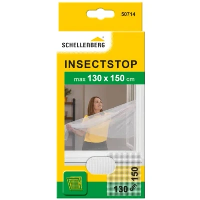 Image de Schellenberg 50714 Moustiquaire fenêtre recoupable aux dimensions souhaitées, avec ruban auto aggripant de fixation et cutter, 130 x 150 cm, Blanc