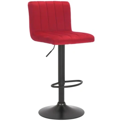 Image de CLP Tabouret De Bar Jamie en Velours I Chaise Haute Bistrot avec Repose Pieds Hauteur Réglable Pivotant, Couleur:Rouge