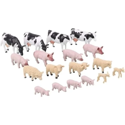 Image de Toyland® Ensemble d&#039;animaux de la Ferme à l&#039;échelle 1:32 Collection Animaux Collectionner (18 Vaches, PORCS ET Moutons)