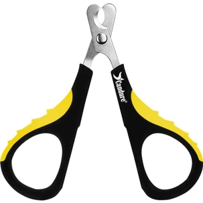 Image de Candure Coupe Griffes Chat Facile à Tenir avec Precision Ongle Acier Inoxydable Toilettage Ongles pour Chats, Chiens, Lapins des Et Petits Animaux (Jaune)