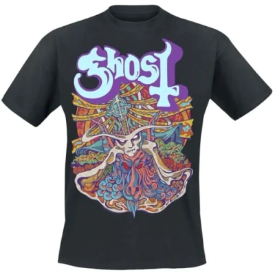 Image de Ghost Satanic Panic Homme T Shirt Manches Courtes Noir XL 100% Coton Regular/Coupe Standard