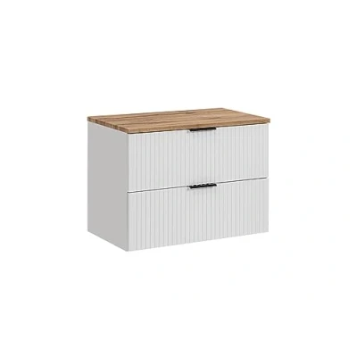 Image de meuble de lavabo 80 cm ADEL White, avec comptoir ou encastré, blanc, portes fraisées, meubles salle bain (avec comptoir)