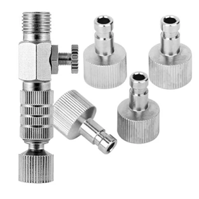 Image de ABEST Kit d&#039;adaptateur de raccord rapide pour aérographe avec 5 raccords mâles et 1 femelle 1/8&quot;.