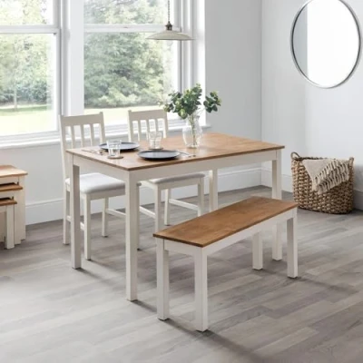 Image de Julian Bowen Table à manger rectangulaire Coxmoor, blanc et chêne, 118 x 75