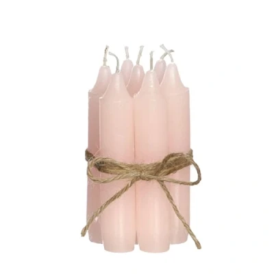 Image de set de bougies Comforder confortable (7 pièces), bâtons 11 cm roses, table monochromes, durée combustion plus 4 heures