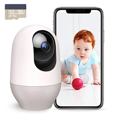 Image de nooie Caméra Surveillance avec Carte Micro SD 32 Go, 2K IP WiFi intérieure, 360Pan/Tilt, Vision Nocturne, détection de Mouvement sonore, Audio bidirectionnel, Compatible Alexa