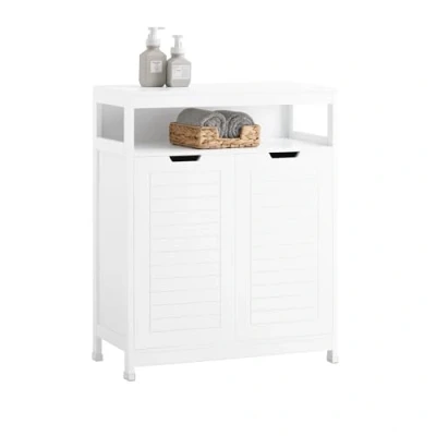 Image de SoBuy Meuble Salle de Bain Armoire Toilette Commode Placard Rangement avec 2 Portes, Étagères Réglables, 70x35x90 cm, BZR121 W
