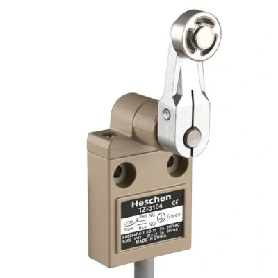 Image de Heschen Interrupteur de fin course compact pré câblé TZ 3104 à levier rouleau SPDT NO + NC momentané AC 250 V 5 A IP67 étanche