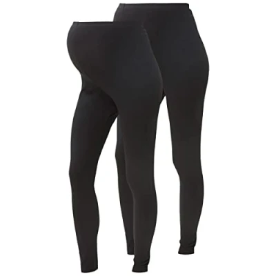 Image de Mamalicious NOS Mllea Org Long Legging 2pack A. O. Noos Maternité, Noir (Black Pack: Black), 40 (Taille Fabricant: Medium) (Lot de 2) Femme