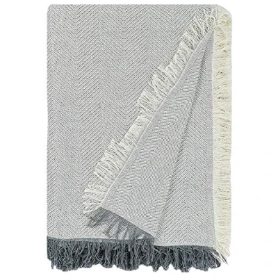 Image de Martina Home Plaid Multifonction à Chevrons Écru/Gris 80% Coton et 20% Polyester 300 x 260 cm