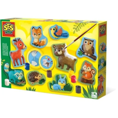 Image de SES Creative Moulage et Peinture Animaux de la forêt, 01134, Multicolore, Taille Unique