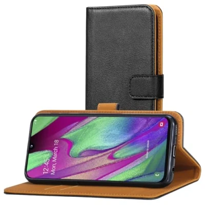 Image de AICEK Coque Compatible Samsung Galaxy A40, Cuir PU pour A40 Housse Portefeuille en Etui Case Noir (5,9 Pouces)