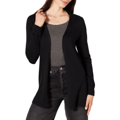 Image de Amazon Essentials Gilet Ouvert sur Le Devant Léger (Grandes Tailles Disponibles) Femme, Noir, XXL