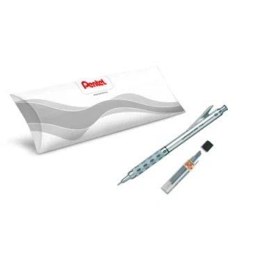 Image de Pentel GraphGear PG1015 A, Porte mines technique corps métal 0,5 mm + 1 étui de 12 Hi Polymer Super C505 HB, A/C505 HB