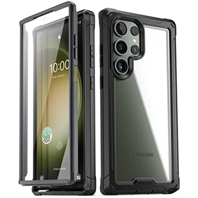 Image de Poetic Guardian coque compatible avec Galaxy S23 Ultra 5G 6,8&quot;, protection d&#039;écran intégrée identification d&#039;empreintes digitales, de intégrale hybride antichoc, noir/transparent