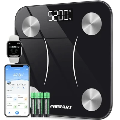 Image de Insmart balance Pese Personne, Connectée avec apps, Personnes mesure de la 16 données corporelles (IMC/graisse corporelle/BMR/muscle, etc.), affichage LED, très précis