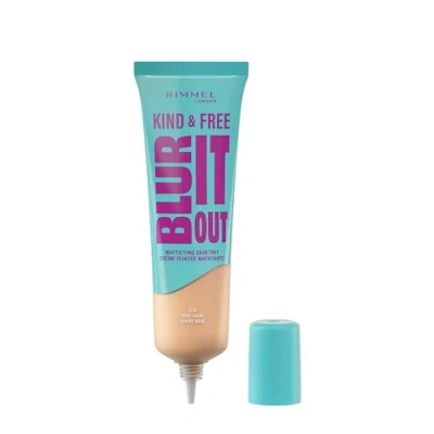 Image de Rimmel London Kind &amp; Free BLUR IT OUT Fond de teint opaque 010, Rose Ivory, contrôle effet brillant tout au long la journée, maquillage fini mat léger, 30 ml