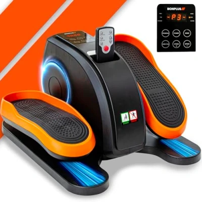 Image de Bonplus BP Mini elliptique électrique bidirectionnel Entraîneur de jambes Télécommande Pédaleur Écran vitesse et calories 3 programmes Gymnastique passive