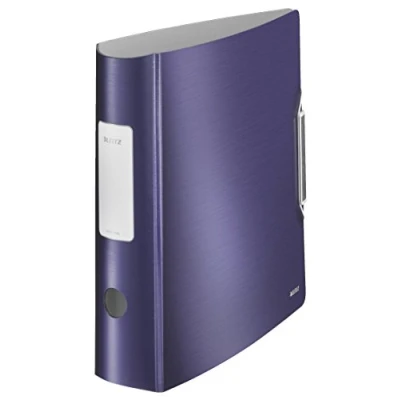 Image de Leitz Style Classeur à Levier 80 mm en Plastique Dos de 8,2 cm 11080069 Bleu foncé Effet Brossé