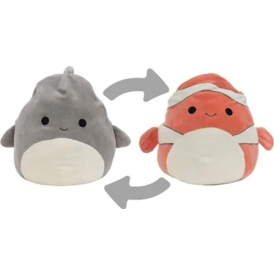 Image de Squishmallows Flip A Mallows 12 cm (5&quot;) Peluche 2 en 1 Ricky le poisson clown &amp; Gordon requin réversible