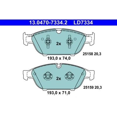 Image de ATE 13.0470 7334.2 Jeu de plaquettes frein préparé pour indicateur d&#039;usure, contact signal d&#039;usure exclu AUDI: A6 C7 Avant, A7 Sportback