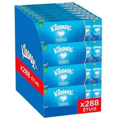 Image de KLEENEX Mouchoirs étuis Original (24 paquets de 12 étuis) doux et résistant pour un usage quotidien