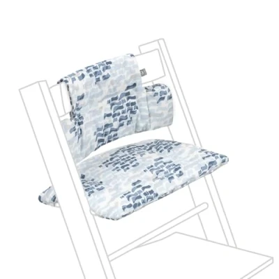 Image de Stokke Coussin Classic Tripp Trapp, Waves Bleu À Utiliser avec la Chaise Trapp pour Un Soutien renforcé et Confort Optimal Lavable en Machine
