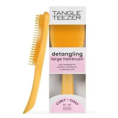 Image de Tangle Teezer brosse à cheveux démêlante ultime, secs et humides, réduit les frisottis la casse, pour bouclés bouclés, types de 3C 4C, taille L, jaune jonquille