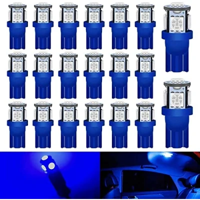 Image de Defvnsy 194 168 T10 W5W 501 LED Ampoule, pour Ampoules Voiture Feux Dôme, Plaque D&#039;immatriculation, Tableau de Bord, Coffre, Lecture, Bleu Ampoule Intérieur 12V avec 5050 5SMD Lumière (20pcs)