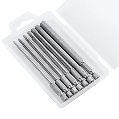 Image de Embout de Tournevis Hexagonale 7pcs, YUHIAKE Embouts Hexagonaux Long, Vissage Hex H2, H2,5, H3, H4, H5, H6, H8, 100mm long 1/4&quot; Tige, Magnetique Acier S2