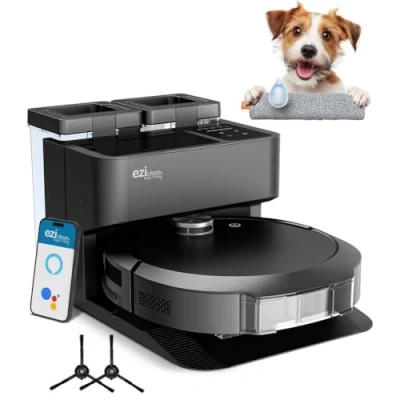 Image de Robot aspirateur laveur connecté avec base de vidage eziclean® All in one Z10 Plus