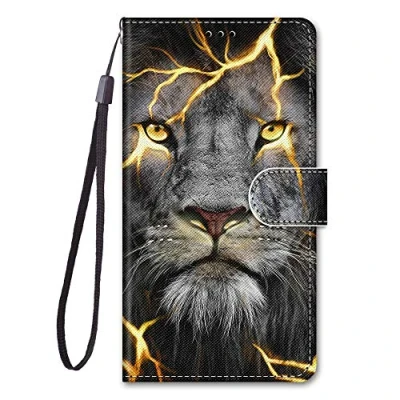 Image de Nodigo EU Coque Compatible pour Samsung Galaxy A05S Antichoc avec Support Clapet Design Animal Motif Drôle Étui Bumper 360 Kickstand Case Cover Housse Portefeuille Lion
