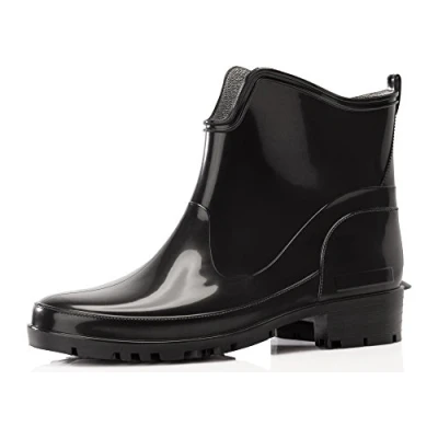 Image de Ladeheid Bottes en Caoutchouc pour Femmes Courtes Bottines Imperméables de Pluie Élégantes et Confortables LA 930 (Noir/Noir, 39 EU)