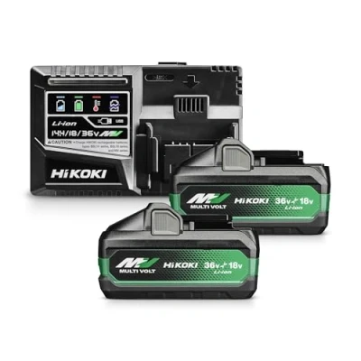 Image de HiKOKI Booster Pack BSL36A18X (2X 18V 5.0 Ah / 36V 2.5 Akku, Ladegerät, Li ION, 4 Stufen LED Ladestandskontrolle, 32 Min Ladezeit)