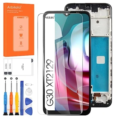 Image de Écran LCD pour Motorola Moto G30, XT2129 1 2 Remplacement Numériseur Tactile Assemblé Réparation avec Outils(Noir Cadre,6.5&quot;)