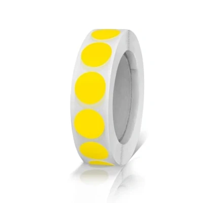 Image de Autocollants Ronds 13mm Jaune Autocollant Rouleau Petits Points De Colle Étiquettes Code Couleur Cercles Résistant Aux Intempéries 1000 Pièces
