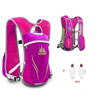 Image de AONIJIE 5.5L Sac à Dos hydratation extérieur Mochilas Trail Marathoner Running Race Gilet d&#039;hydratation (Rosa+2pcs 250ml Botella)