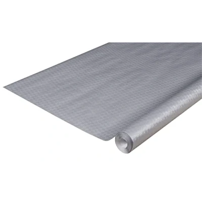 Image de Pro Nappe Réf 800652I Carton de 16 nappes jetables en papier gaufré Gaufrage unique, esthétique et profond Rouleau 6 M long 1,20 large Couleur métallisée argent