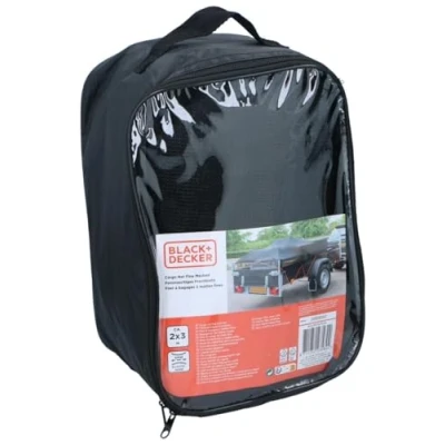 Image de Black+Decker Filet de remorque 2 x 3 m Élastique Extensible 8 mm avec Sac Rangement Noir