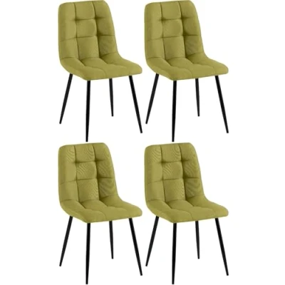 Image de CLP Lot de 4 chaises Salle ‡ Manger Antibes Tissu I Chaise rembourrÈe avec Structure mÈtallique Cuisine, Couleur:Violet