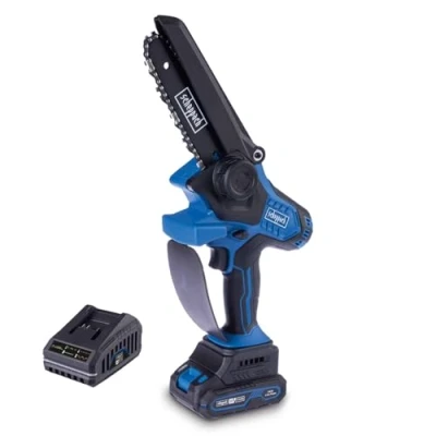Image de Scheppach Elagueuse à main sur batterie BC PS150 X 20V Brushless Mini tronçonneuse Longueur de coupe 150mm Guide 6&quot; Vitesse 6,8 m/s Avec 2 Ah et chargeur