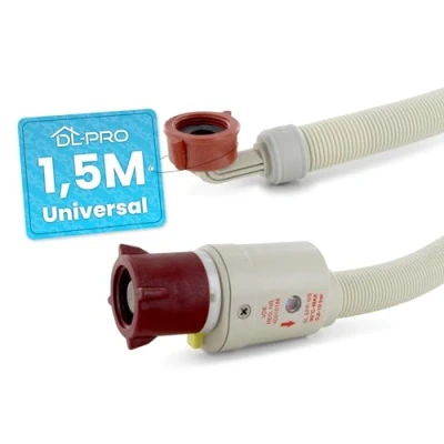 Image de DL pro Tuyau d&#039;alimentation universel Aquastop 90 C pour machine à laver et lave vaisselle 1,5 m