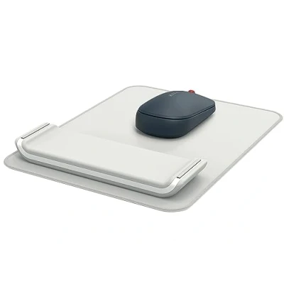 Image de LEITZ Ergo Tapis de Souris avec Repose Poignet Ajustable, 2 Hauteurs au Choix, Gamme Ergo, Coloris Gris Clair / Blanc, 65170085