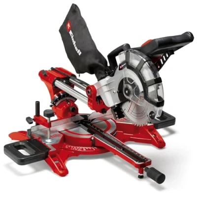 Image de Einhell Scie à onglet radiale TC SM 2131/1 Dual (max. 1 800 W, 4 900 tour/min, système de glissière intégré, butée pièce, dispositif serrage, avec lame aux carbures tungstène et laser)
