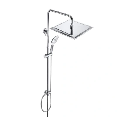 Image de JOHO Colonne de Douche Complet sans Robinetterie pour Salle Bain Système Pluie Chromé Réglable en Hauteur Ensemble Baignoire avec Douchette à main et Pommeau Carrée 30x30.