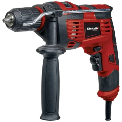 Image de Einhell Perceuse à percussion TE ID 720/1 E Kit (720 W, perçage/perçage percussion, mandrin auto serrant 13 mm, variateur électronique, avec jeu de 5 forets béton + coffret Box Basic)