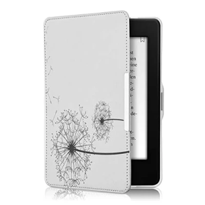Image de kwmobile Étui Compatible avec Amazon Kindle Paperwhite Coque à Rabat magnétique Tablette eReader Similicuir Noir Blanc