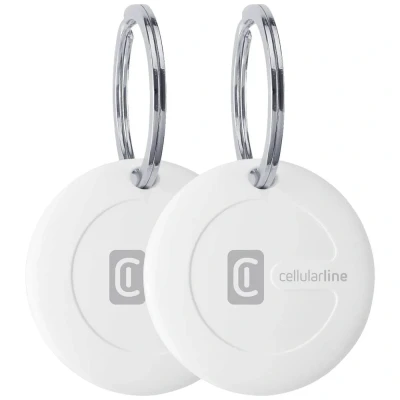Image de Cellularline Tracy Détecteur d&#039;objets Compatible avec Apple iOS Find Me Batterie remplaçable (durée 1 an) Résistant à la poussière et l&#039;eau jusqu&#039;à m de Profondeur Pack 2 Blanc