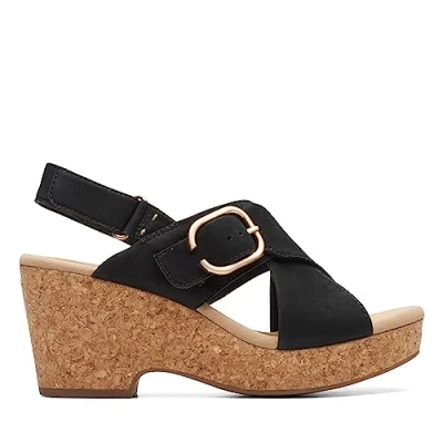 Image de Clarks Femme Giselle Dove Sandale, Noir/Nubuck, 39 EU